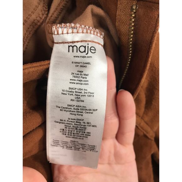 New Maje Women's 38 Pants Suede Leather Camel Brown Durable Versatile US Medium - Picture 8 of 15